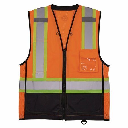 ERGODYNE GloWear 8251HDZ Class 2 Two-Tone Hi-Vis Safety Vest, 2X-Large to 3X-Large, Orange 23047